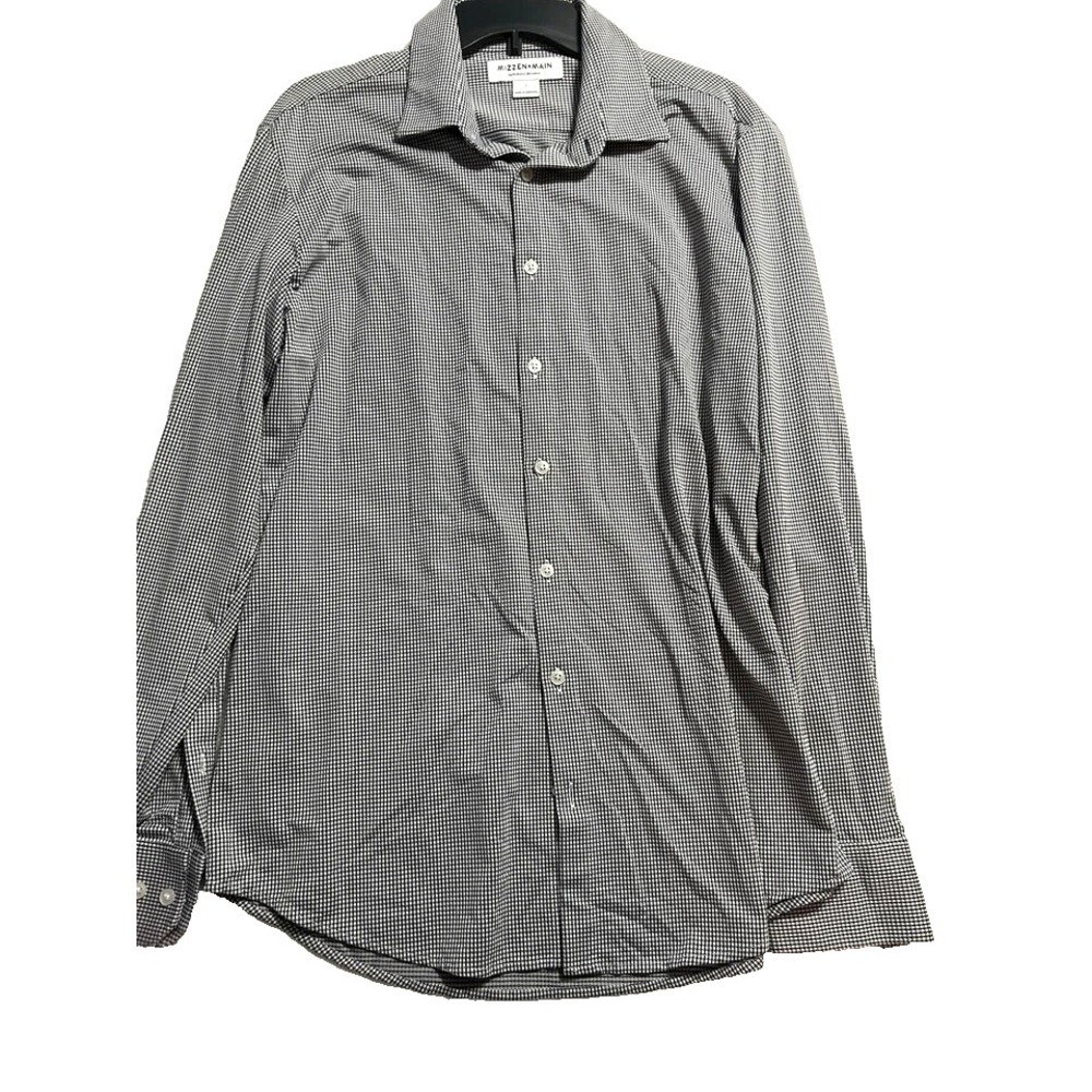 Mizzen+Main Trim Large Black/White Check Long Sleeve Button Up Shirt (G2)